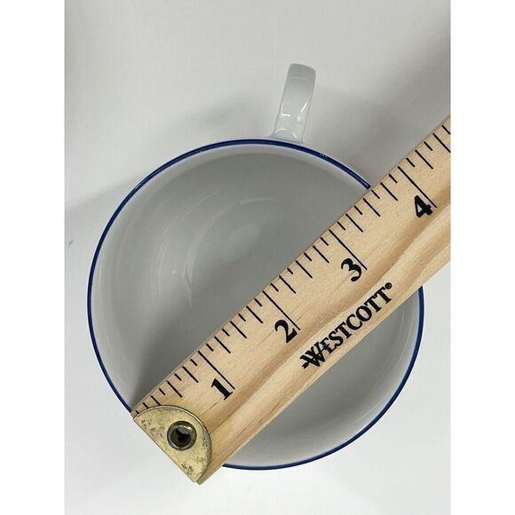 Crate & Barrel Epoch Blue Line White Tea Cup & Saucer Set Kathleen Wills Japan - Picture 5 of 8